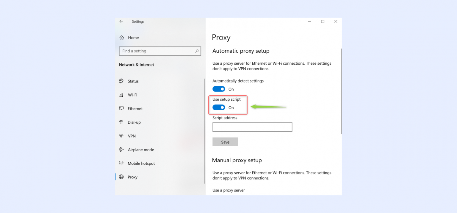 Guide to setting up a proxy in Windows 10
