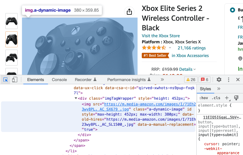 Processo de acessar elementos renderizados na página web a partir das ferramentas do desenvolvedor no Chrome