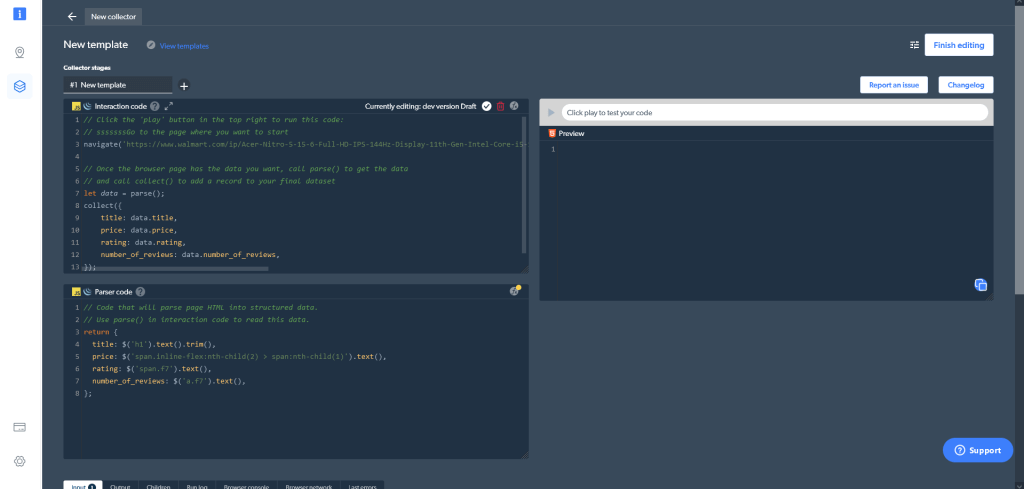 Como utilizar o IDE para Raspador da Web