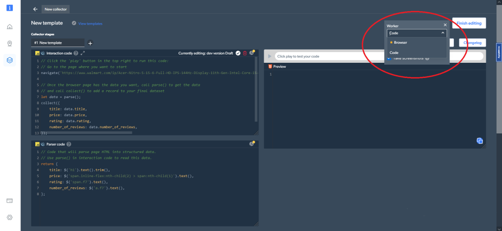 Como utilizar o IDE para Raspador da Web