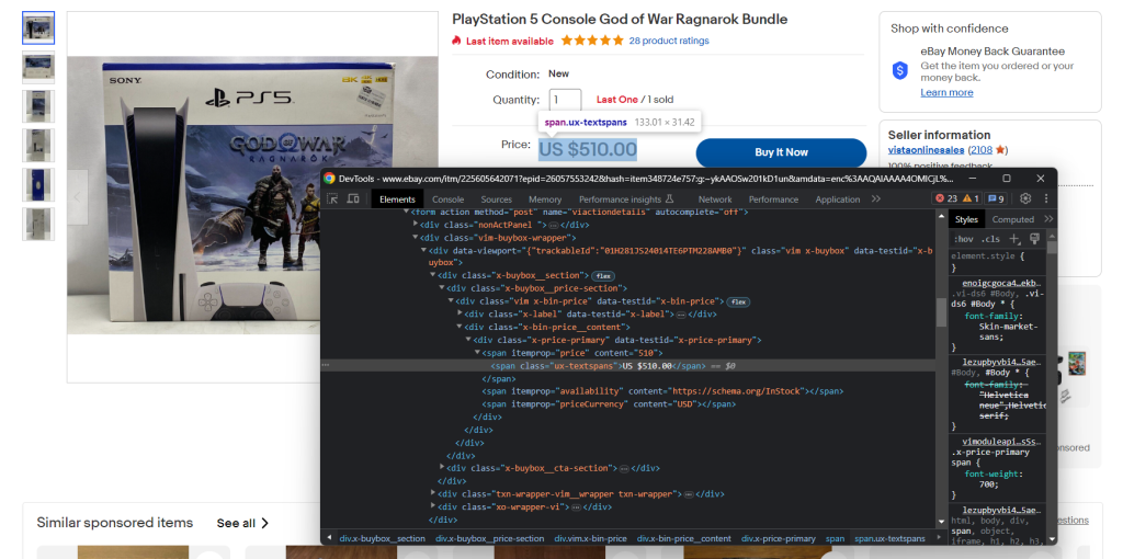 devTools des Browsers