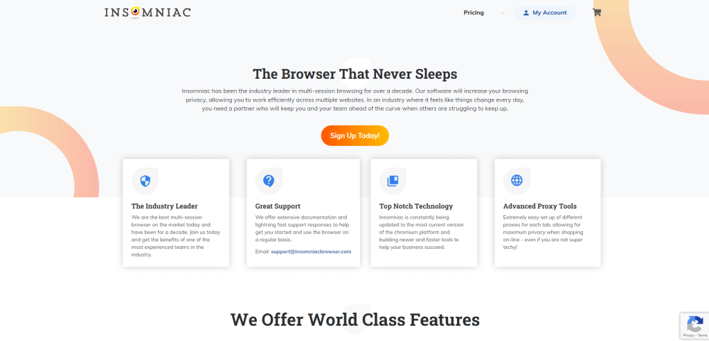 Página inicial do site do Insomniac