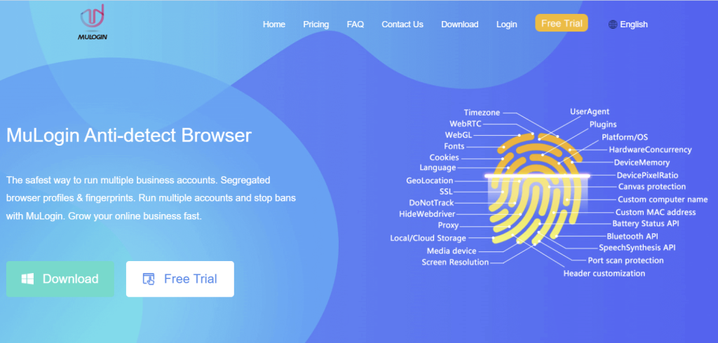 Página inicial do site do MuLogin