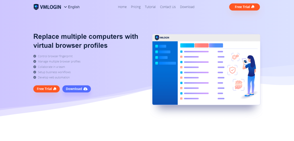 Página inicial do site do VMLogin