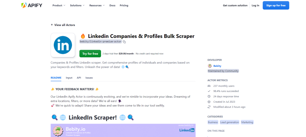 Scraper LinkedIn Apify