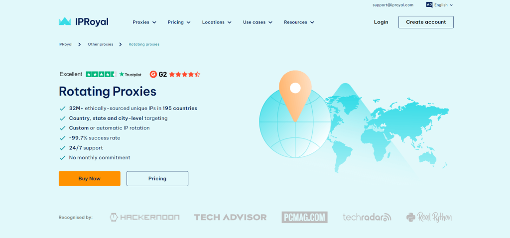 Rotations-Proxy-Seite von IPRoyal