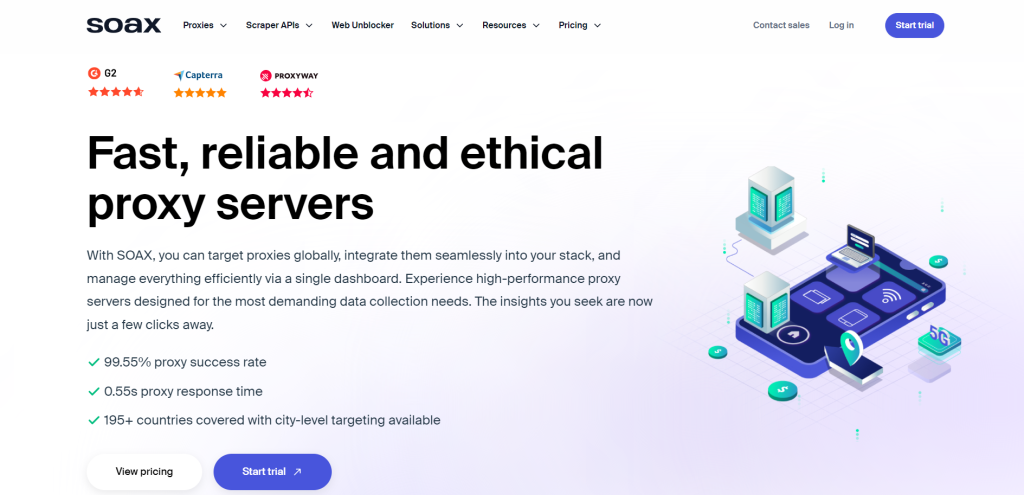 Proxyserver-Seite von SOAX