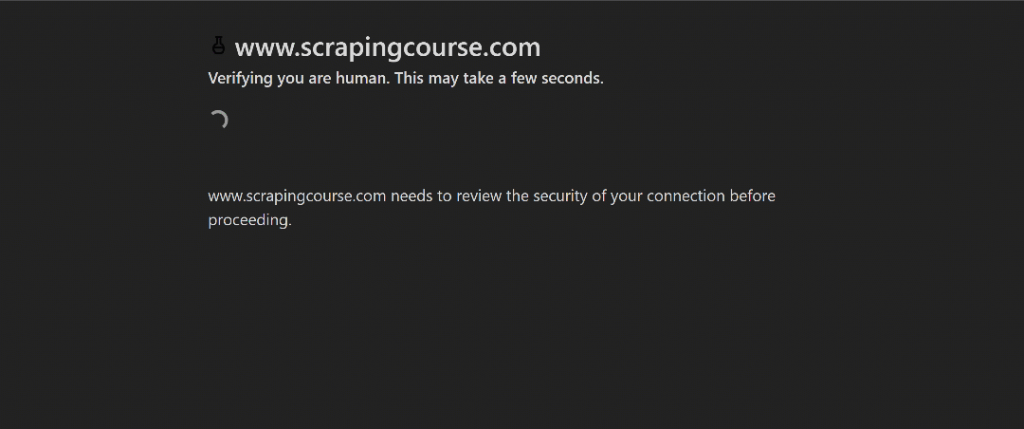 ScrapingCourseのCloudflareチャレンジページ