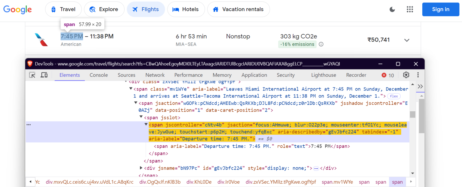 Scrape Google Flights Data with Python Tutorial