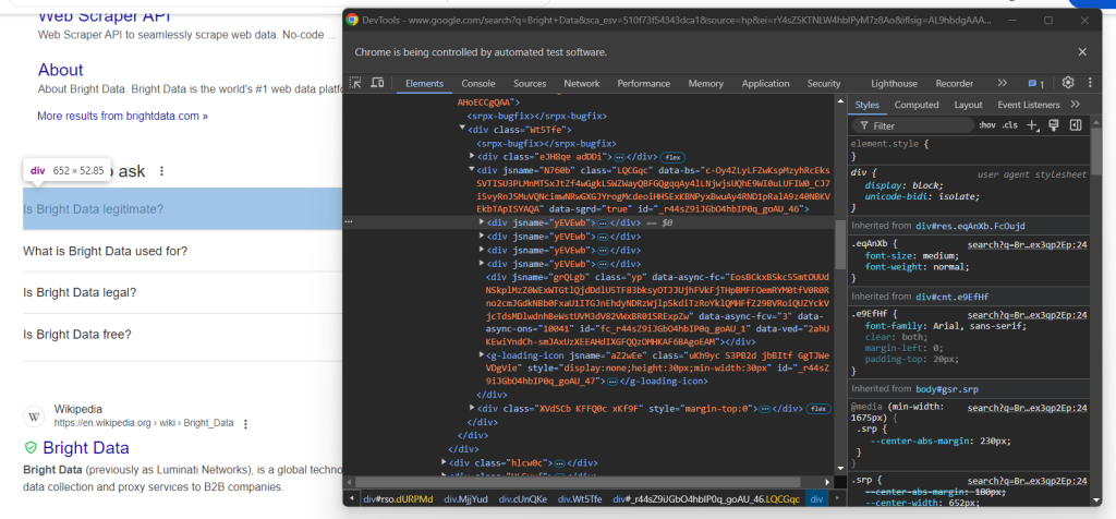 Inspeccionar el menú desplegable de la primera pregunta
