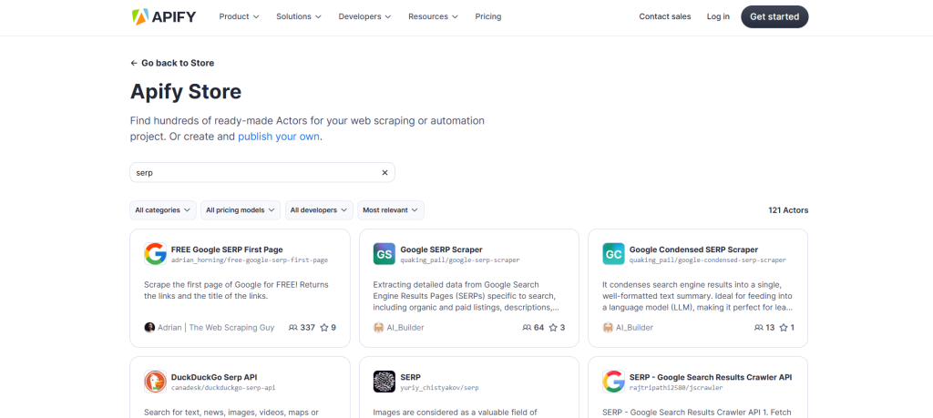 Las numerosas API de SERP de Apify