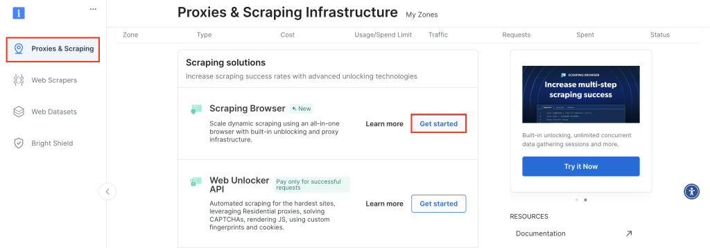 Bright Data Dashboard