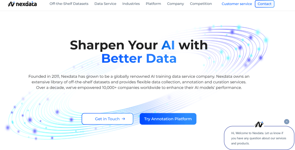 Page d'accueil Nexdata
