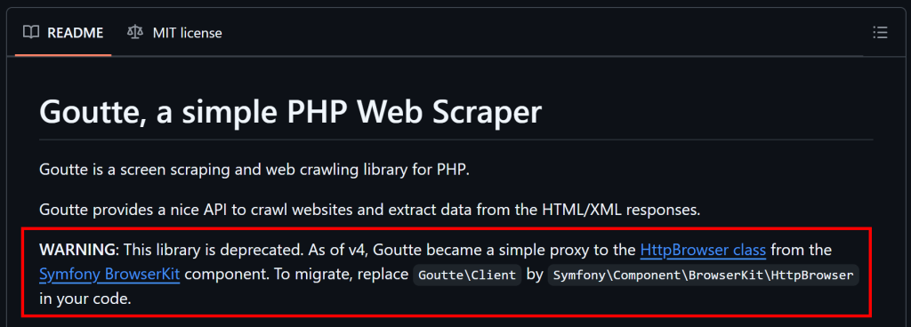 l'annonce GitHub de la dépréciation de la bibliothèque