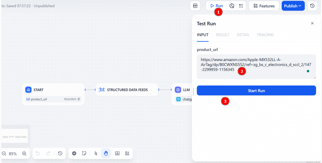 Executar o fluxo de trabalho