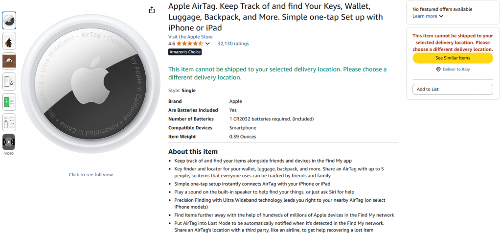 O Apple AirTag da Amazon