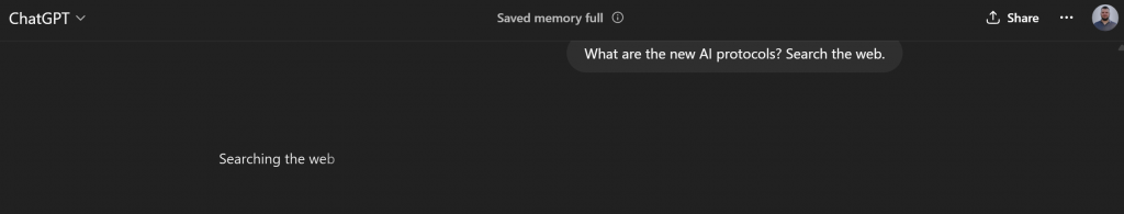 ChatGPT ao pesquisar na Web para responder a um prompt