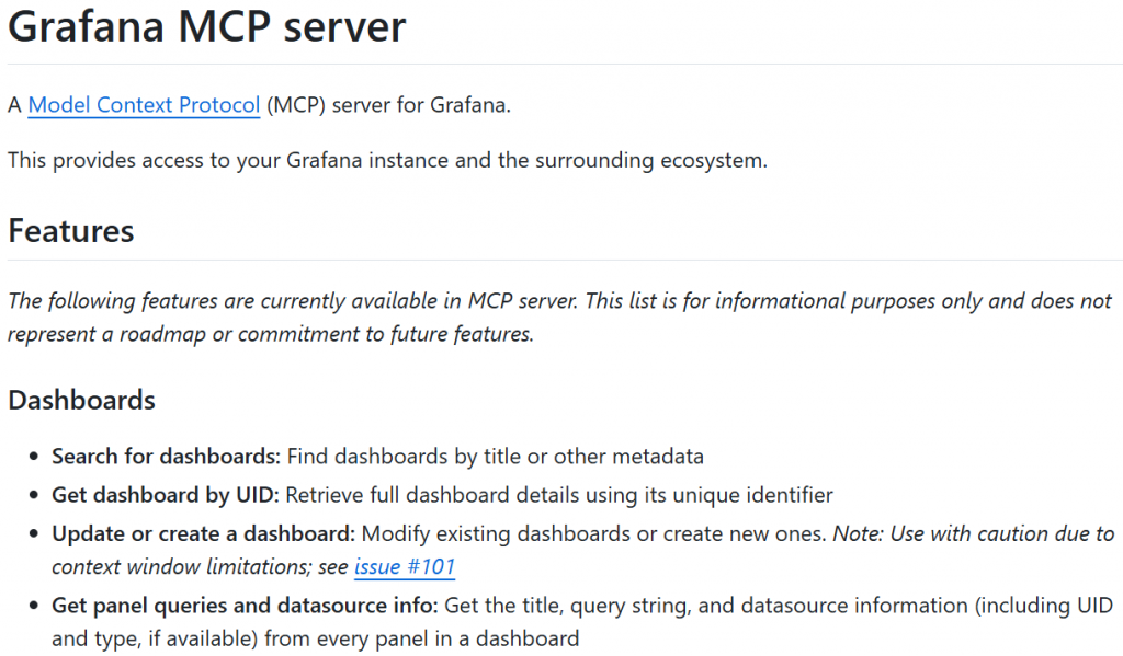 Repositório do servidor MCP Grafana