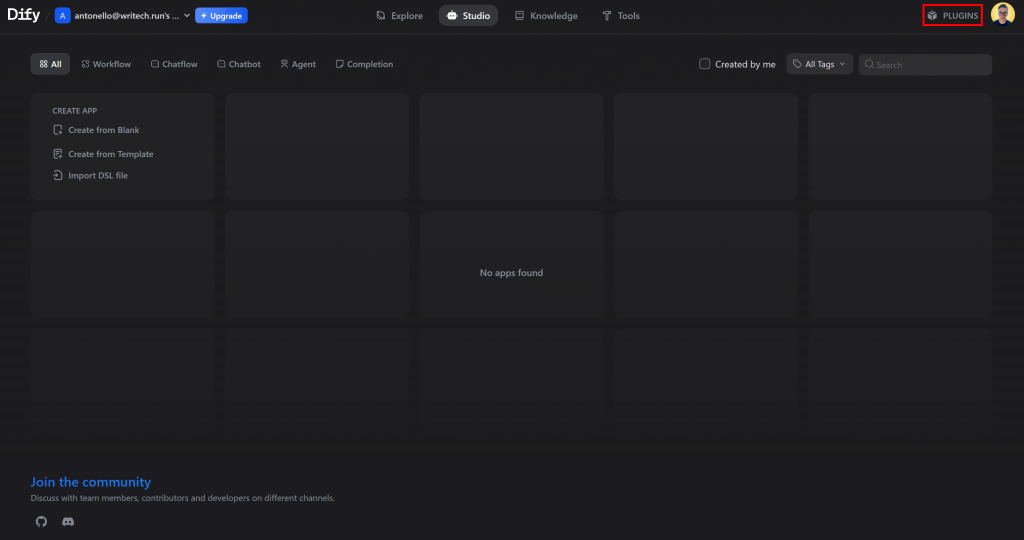 Klicken Sie auf die Option "PLUGINS".