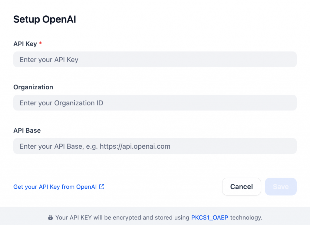 Configuração da chave da API da OpenAI