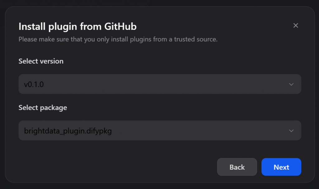 Installieren des Bright Data Dify-Plugins über GitHub