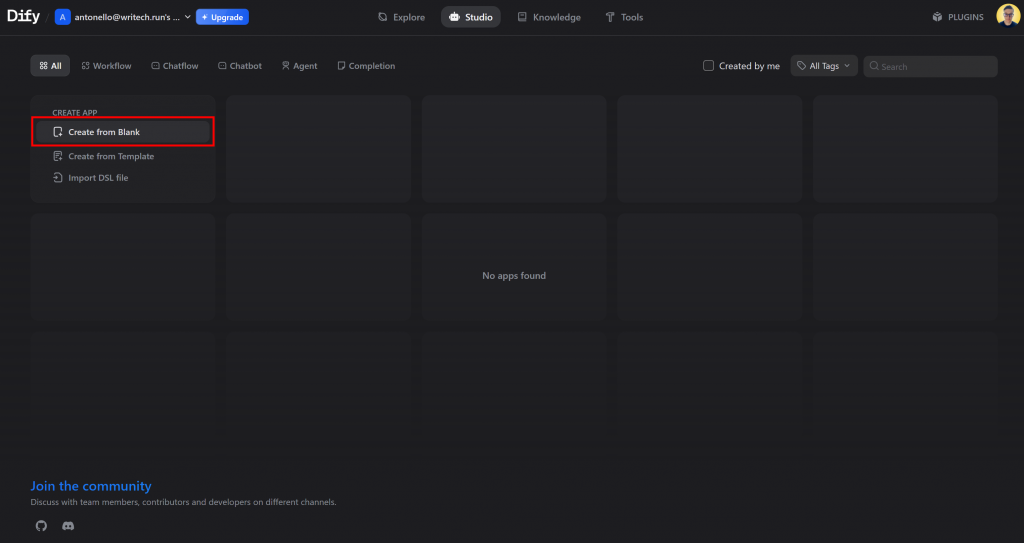 Klicken Sie auf die Option "Aus Leerzeichen erstellen".