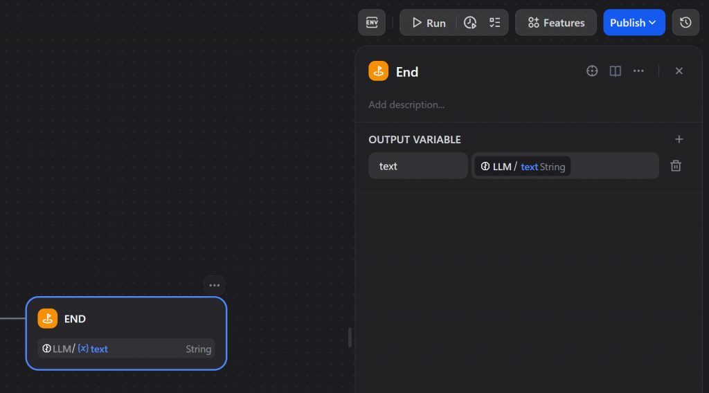 Einstellung der Ausgabevariablen "text"