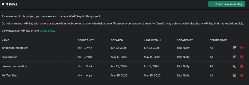 Einen neuen OpenAI-Schlüssel erhalten