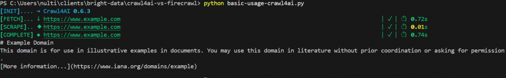 Crawl4AI Grundleistung