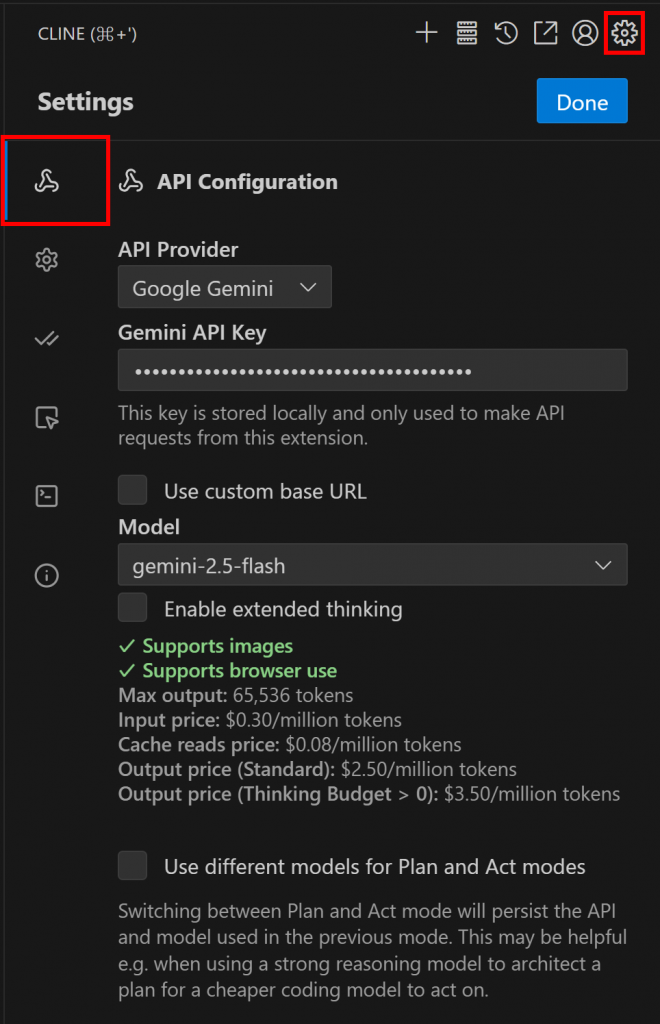 Configurar su propio LLM en Cline