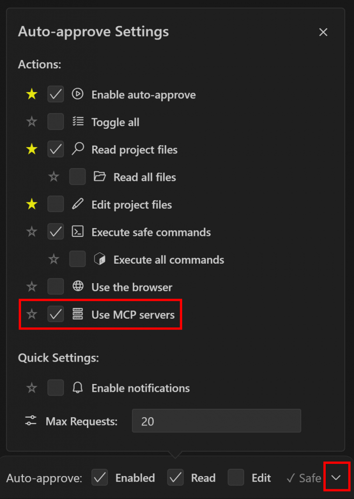 Activar el uso del servidor MCP en la configuración