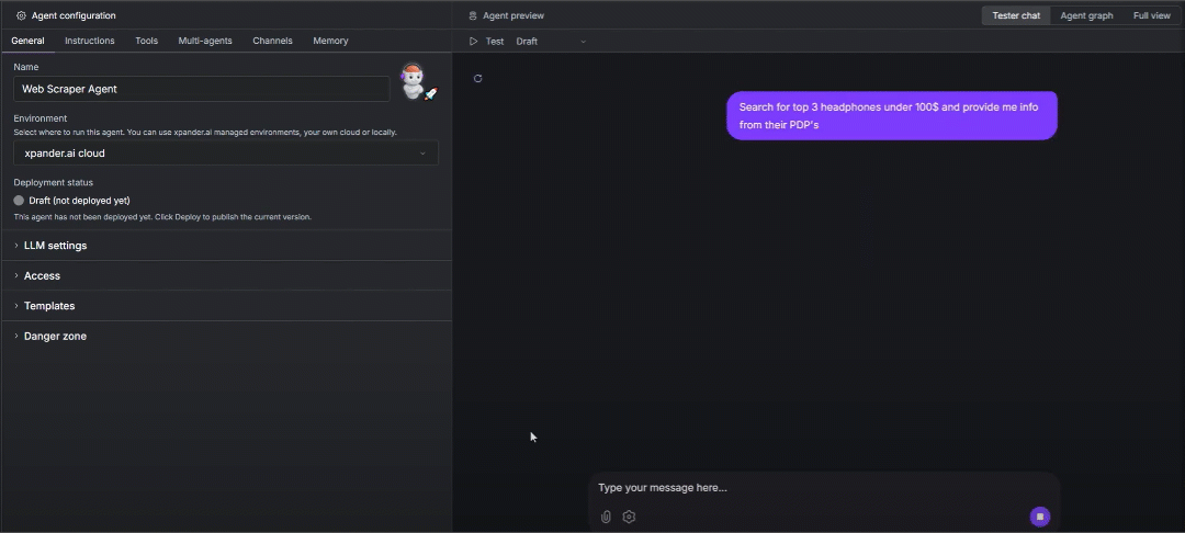 The AI scraping agent in action