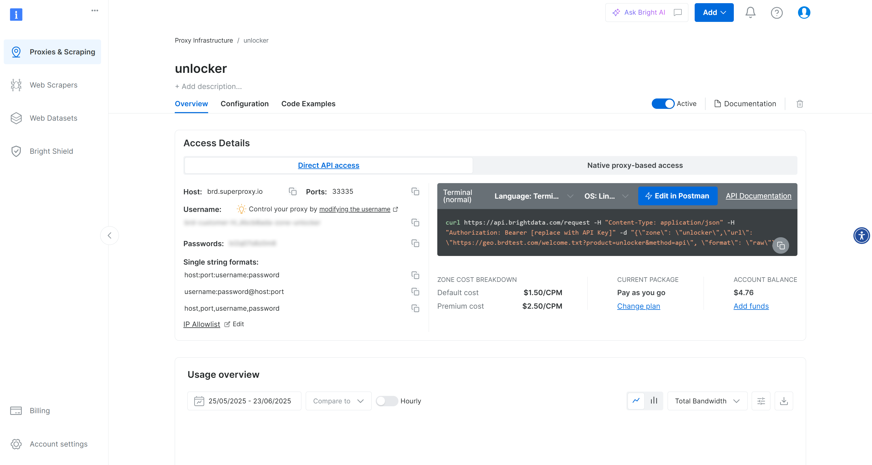 The “unlocker” Web Unlocker API zone page