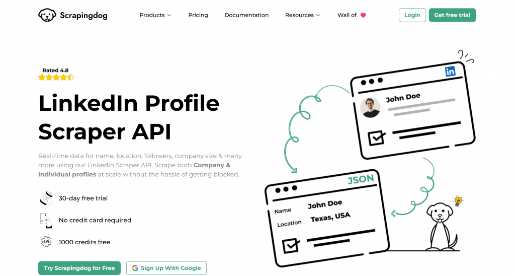 LinkedInプロフィールスクレイパーAPI by Scrapingdog