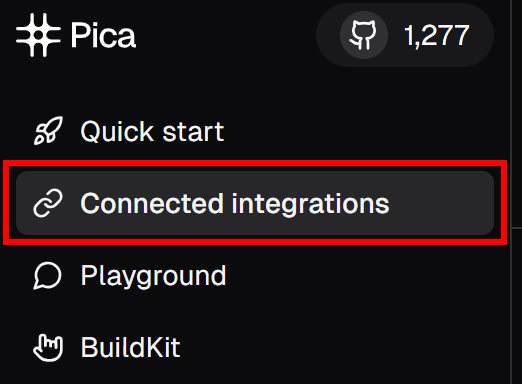 Clicking the “Connected integrations” menu item