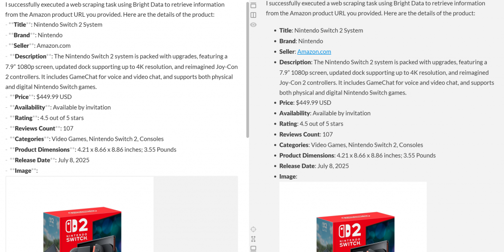 フォーマットされた出力データ