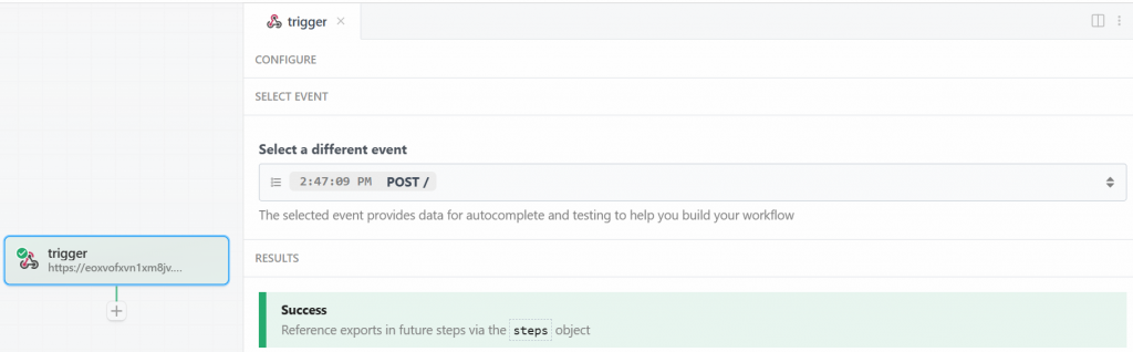 Testou com sucesso o acionador do webhook