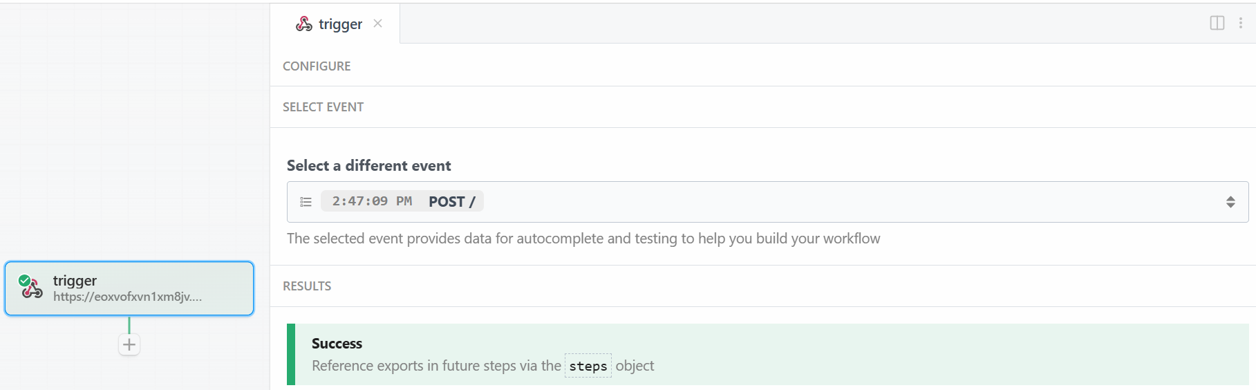 Successfully tested the webhook trigger
