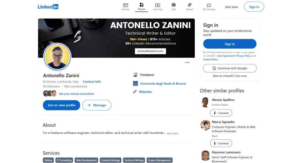 The input LinkedIn page