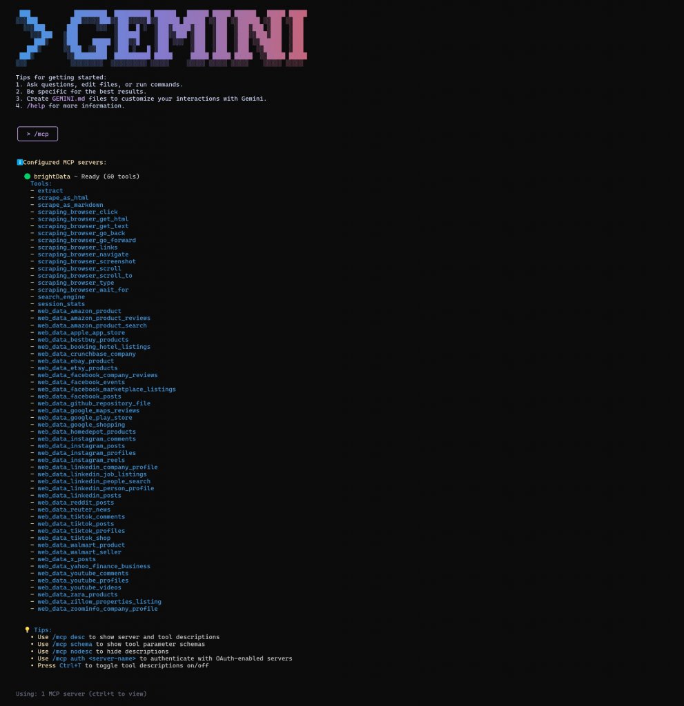 Gemini CLIにおけるBright Data Web MCPサーバーの統合