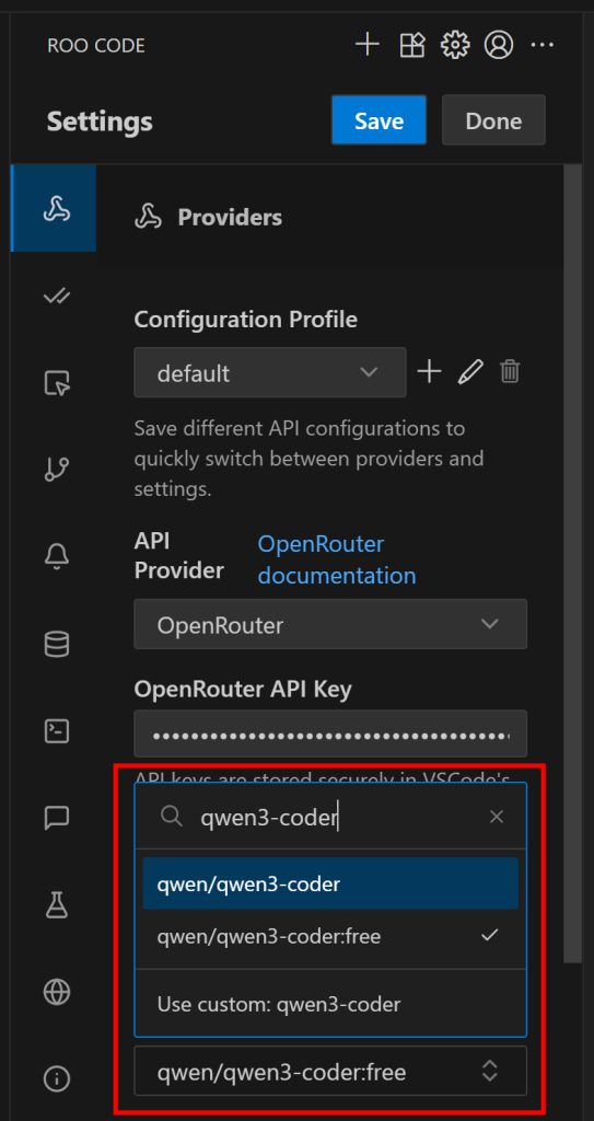 Integrating a different model in Roo Code