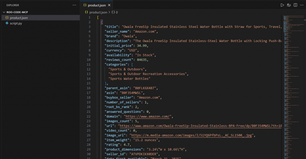 The product.json file in Visual Studio Code