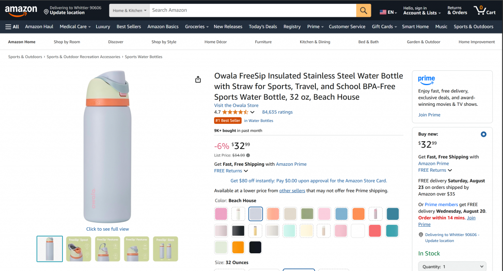 The target Amazon product page