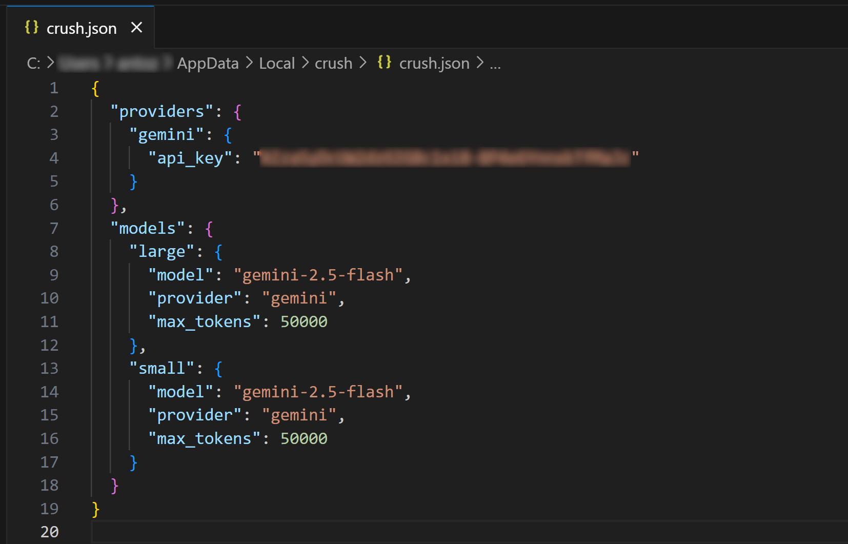 The global crush.json config file