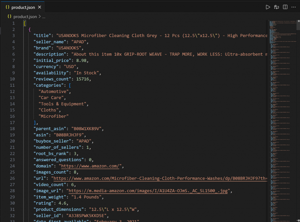 The produced product.json file