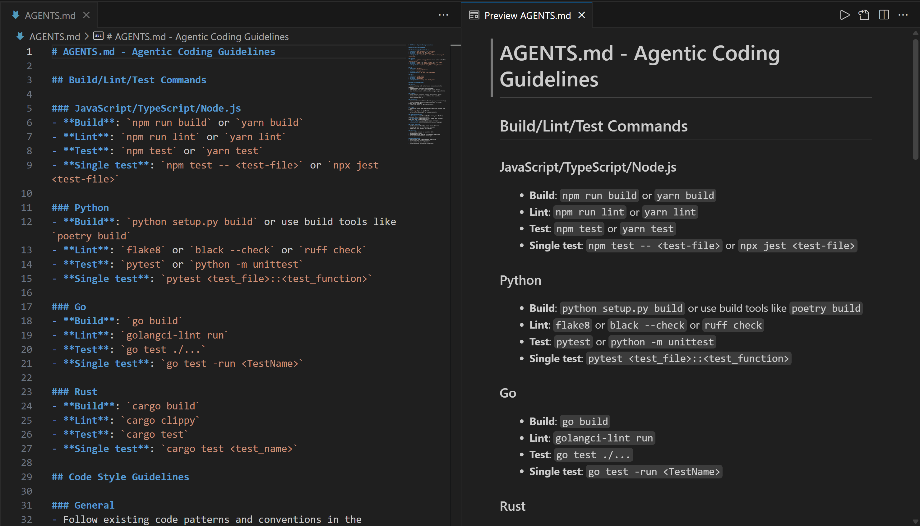 Exploring the AGENTS.md file in VS Code