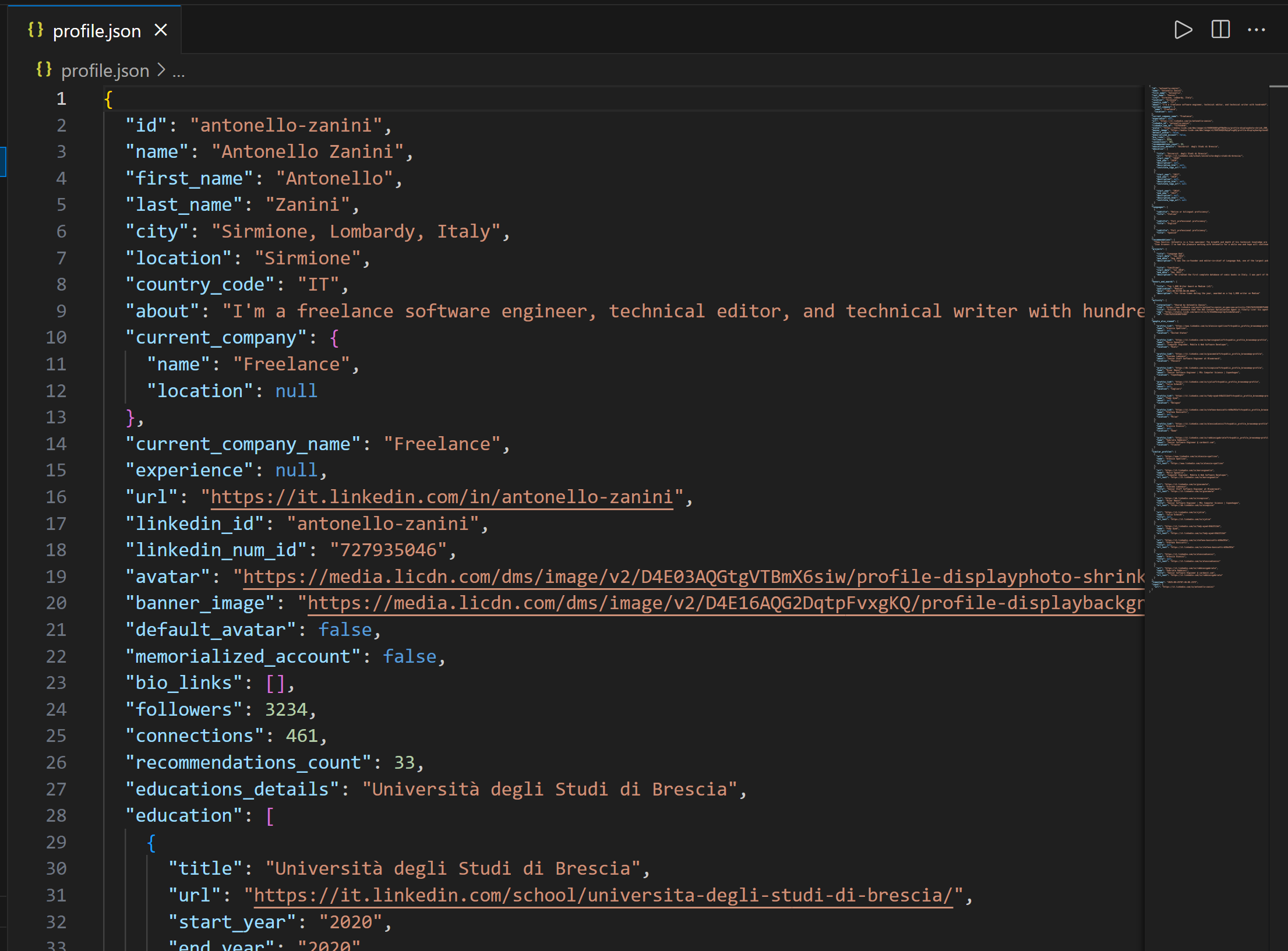 Exploring profile.json in VSC