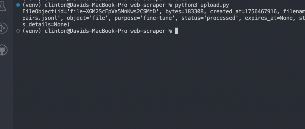 Terminal with processed file upload status