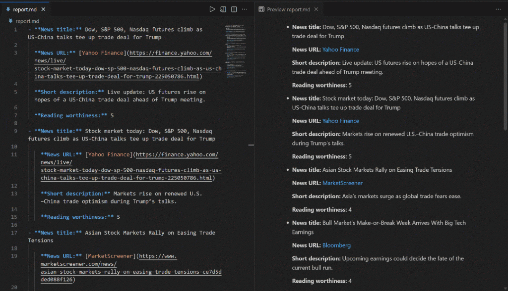 Inspecting the flow's output in Visual Studio Code