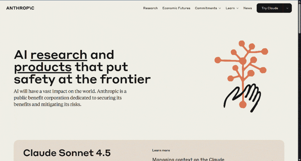 The Anthropic homepage